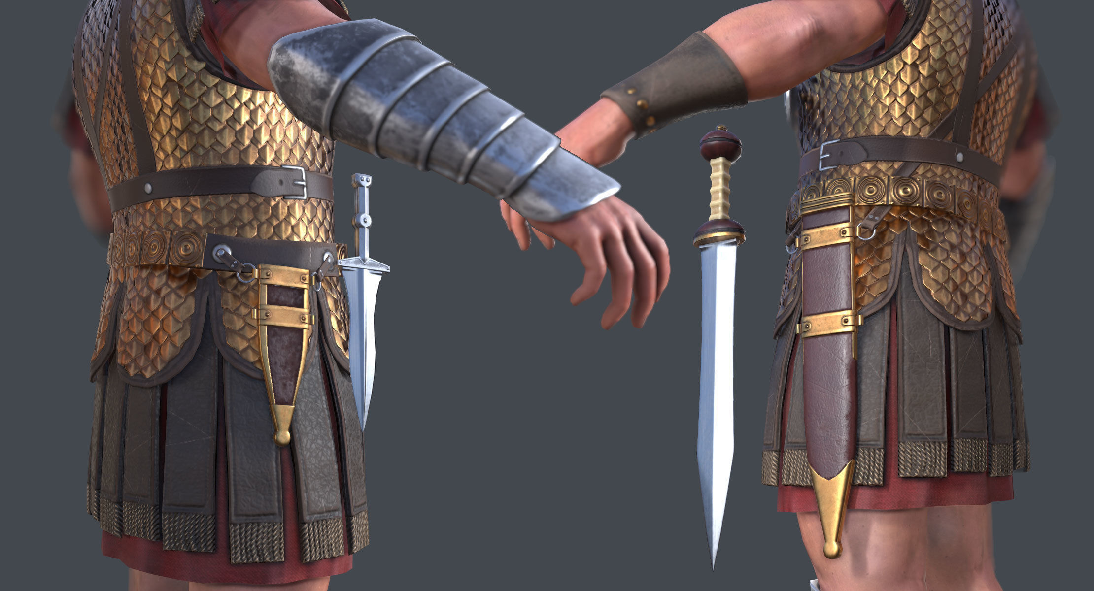 Roman Centurion Low-poly 3D model_6