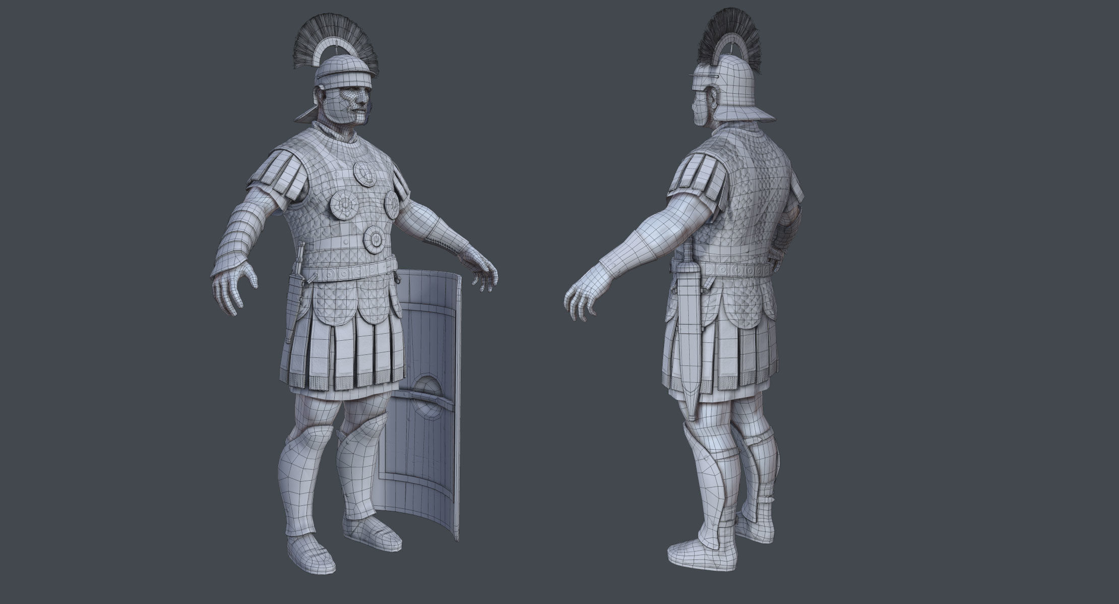 Roman Centurion Low-poly 3D model_7