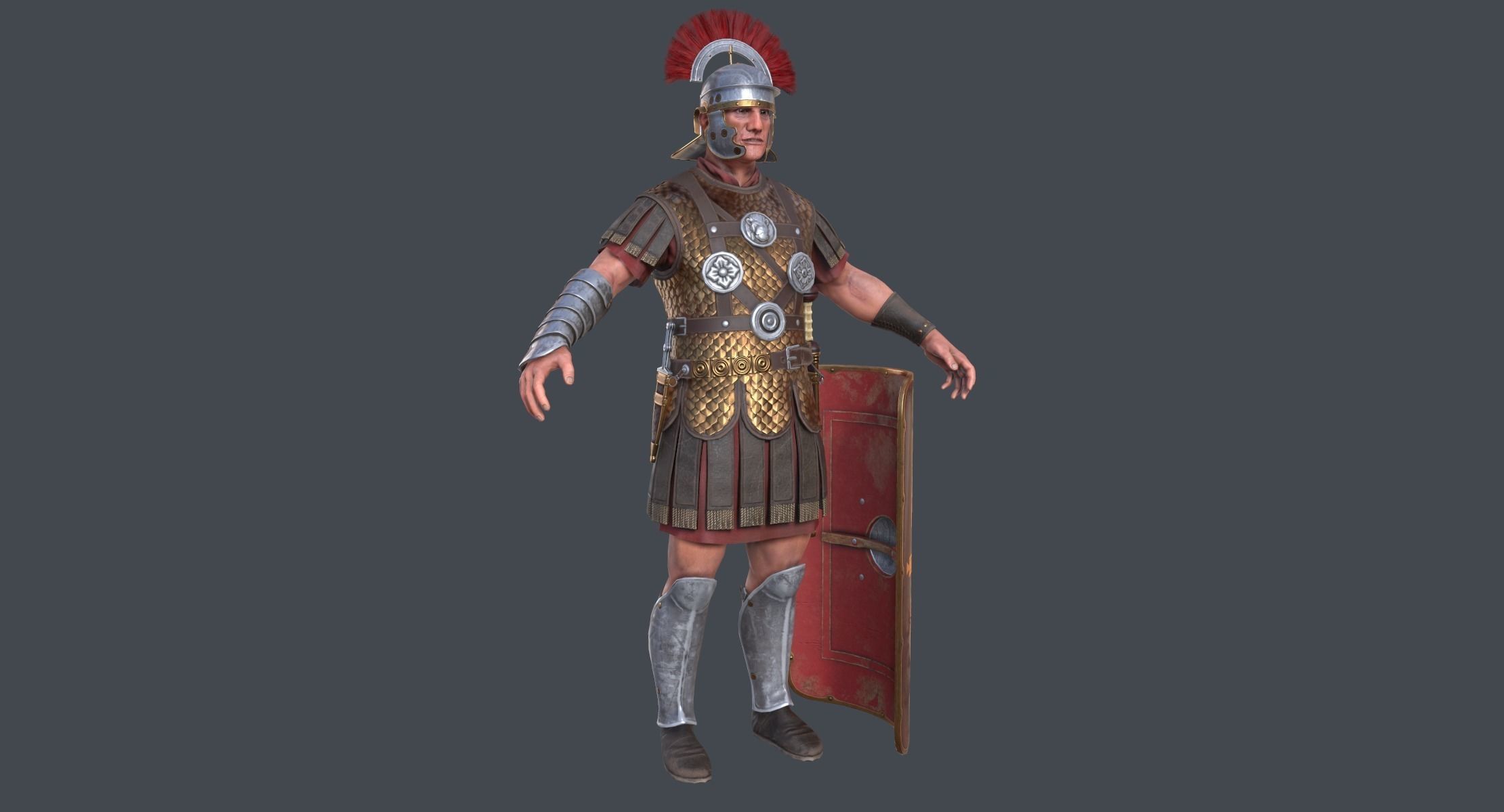 Roman Centurion Low-poly 3D model_1