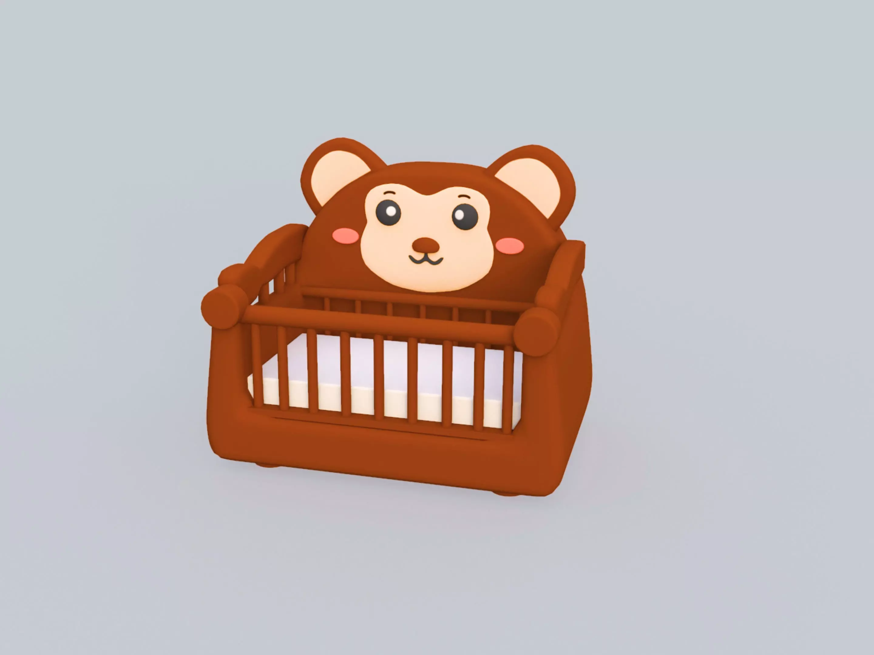 Cartoon Monkey Baby Crib Nursery Low-poly 3D model