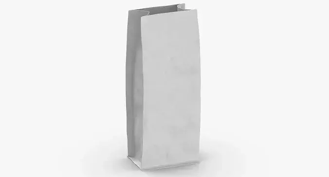 Flat Bottom Pouche 500g Open White 3D model 3