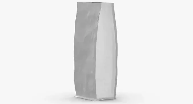 Flat Bottom Pouche 500g Open White 3D model 4