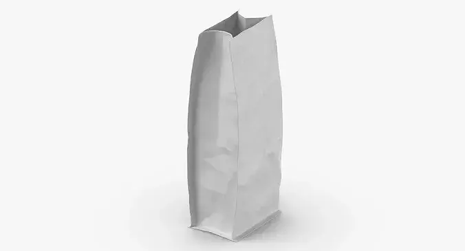Flat Bottom Pouche 500g Open White 3D model 5