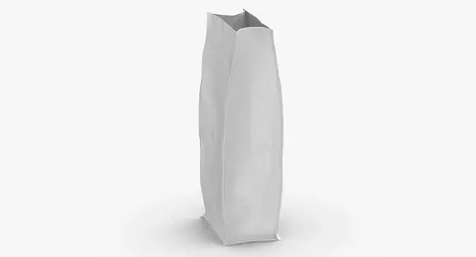 Flat Bottom Pouche 500g Open White 3D model 6