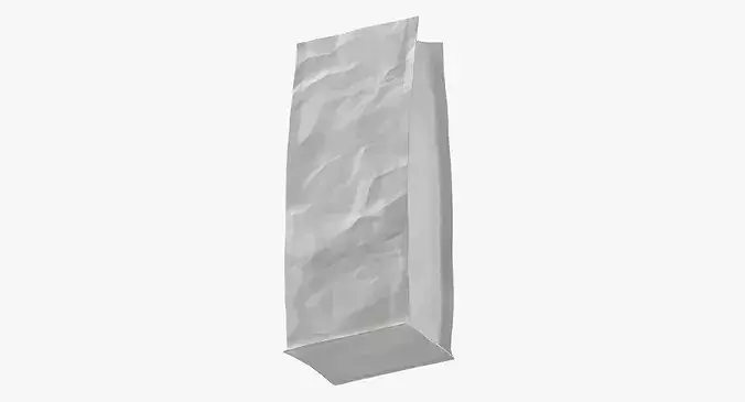Flat Bottom Pouche 500g Open White 3D model 7