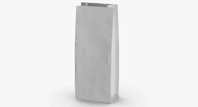 Flat Bottom Pouche 500g Open White 3D model 2