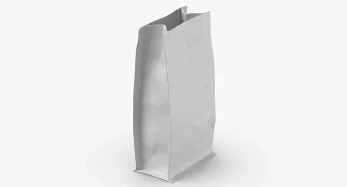 Flat Bottom Pouche 113g Open White 3D model 5