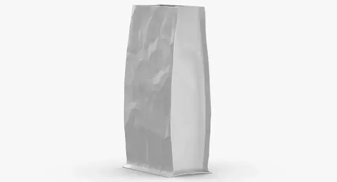 Flat Bottom Pouche 113g Open White 3D model 4