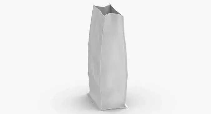 Flat Bottom Pouche 113g Open White 3D model 6