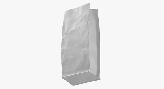Flat Bottom Pouche 250g Open White 3D model 7