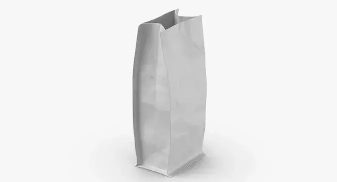 Flat Bottom Pouche 250g Open White 3D model 5