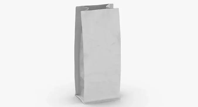 Flat Bottom Pouche 250g Open White 3D model 3