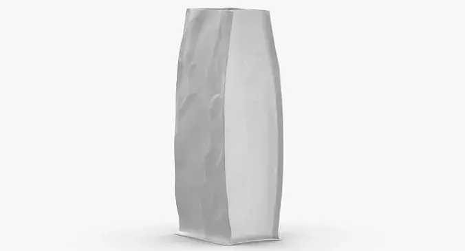 Flat Bottom Pouche 250g Open White 3D model 4