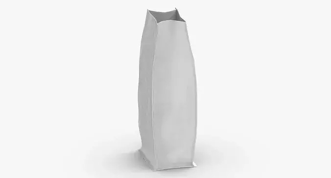 Flat Bottom Pouche 250g Open White 3D model 6