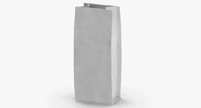 Flat Bottom Pouche 250g Open White 3D model 2