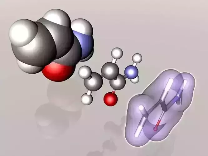 Acrylamide molecule 3D model