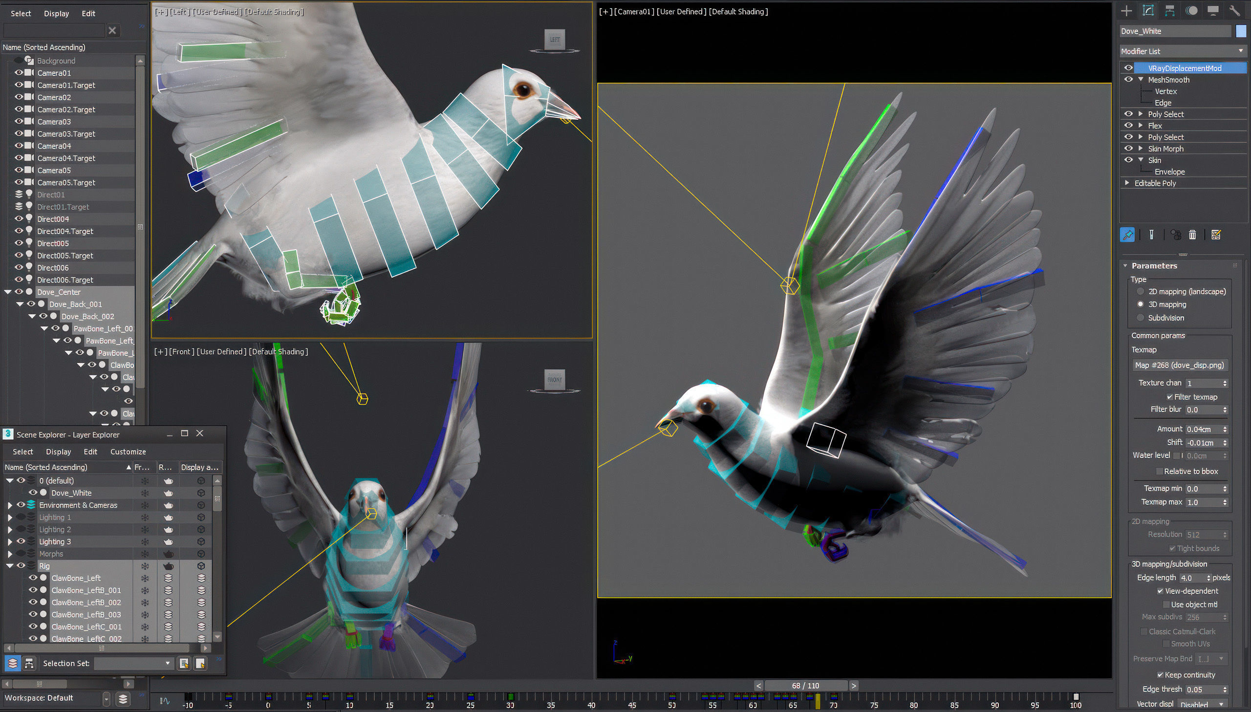 White Dove Animated 3D model_5
