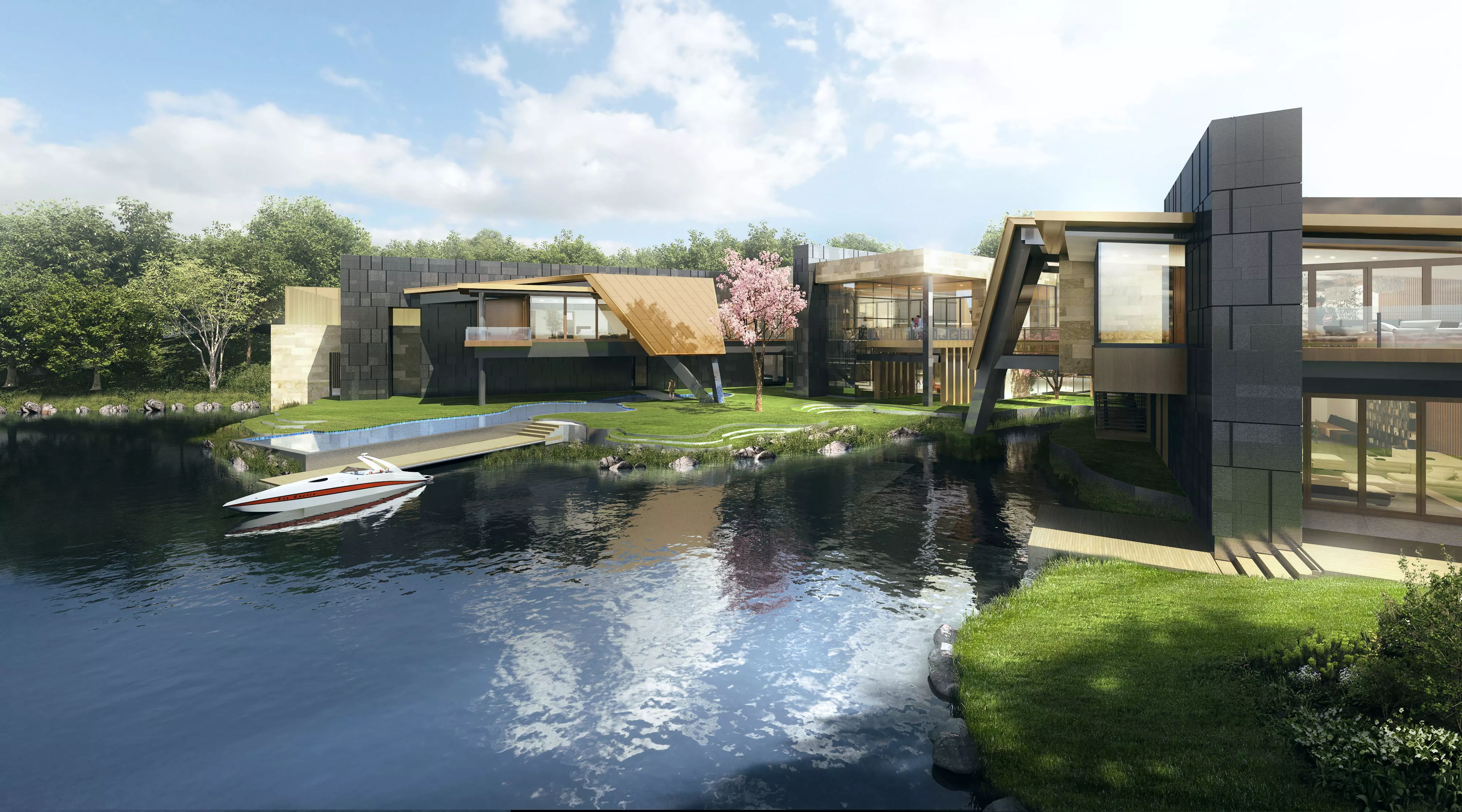 Modern Luxury Waterfront Villa Exterior 3D model