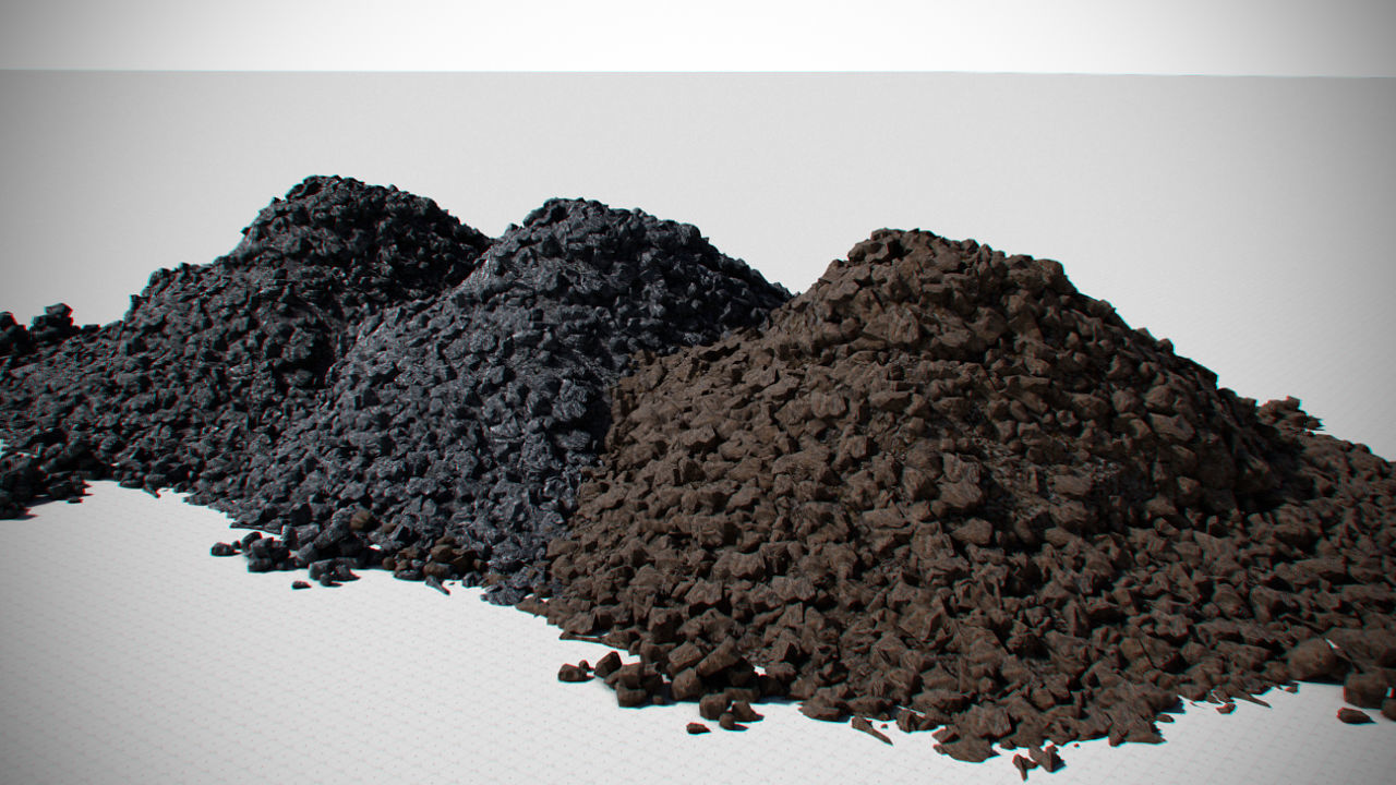 Coal Model Pack - Black Brown Anthracite Low-poly 3D model_10