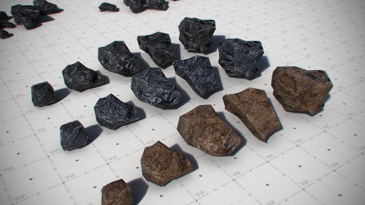 Coal Model Pack - Black Brown Anthracite Low-poly 3D model_8