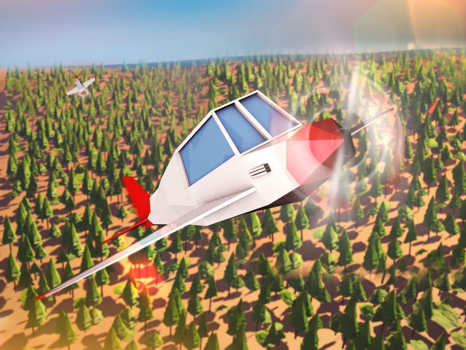 Cartoon Low Poly Plane Free low-poly 3D model_0