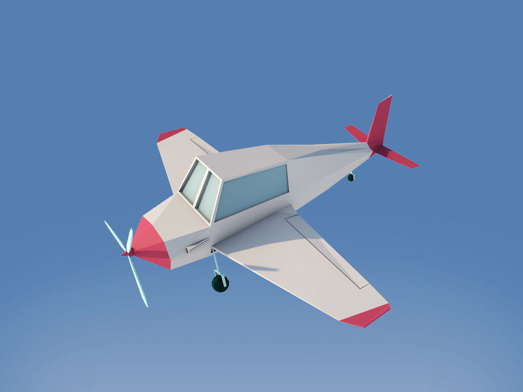 Cartoon Low Poly Plane Free low-poly 3D model_3