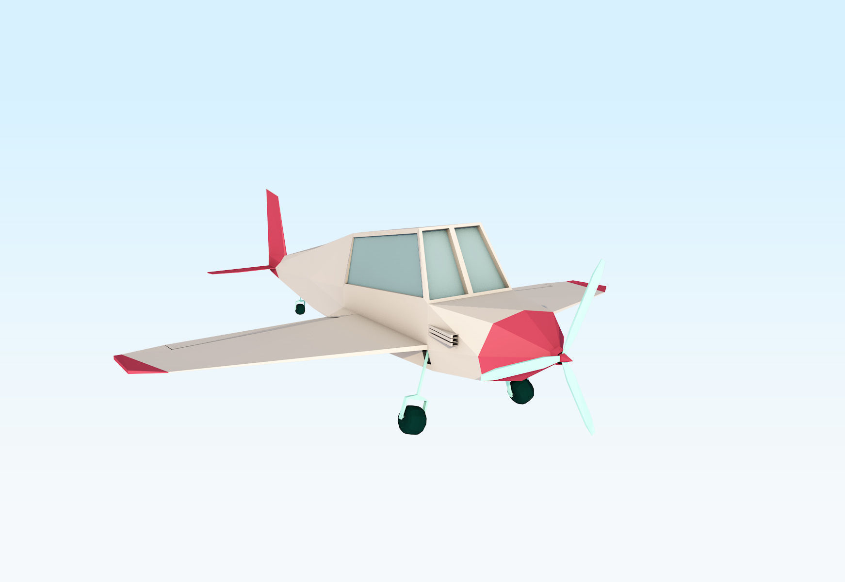 Cartoon Low Poly Plane Free low-poly 3D model_1