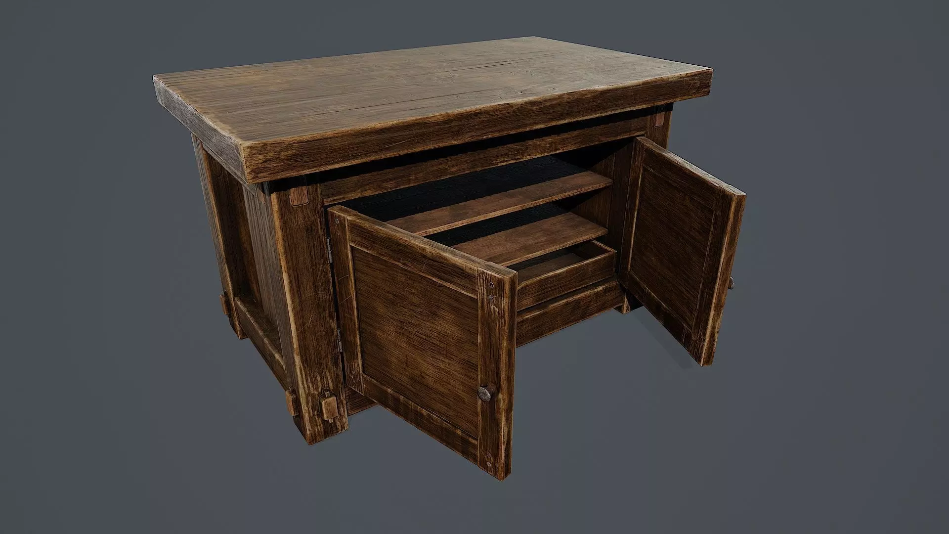 Rustic Wooden Cabinet PBR Low-poly 3D model