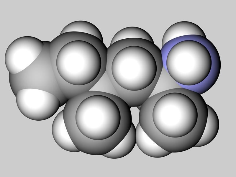 Methylhexanamine molecule 3D model_6