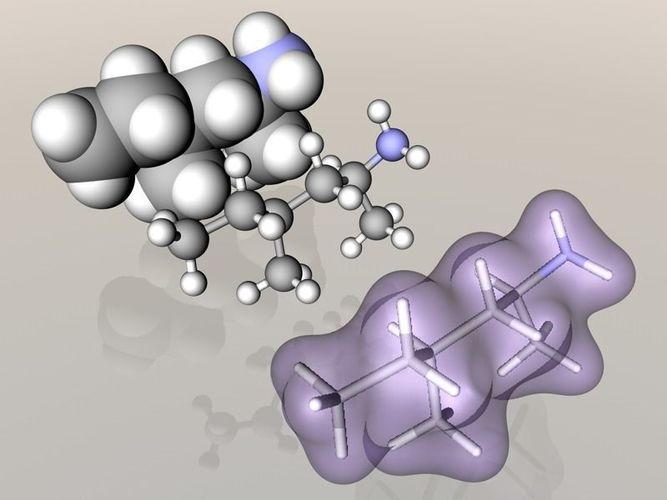 Methylhexanamine molecule 3D model