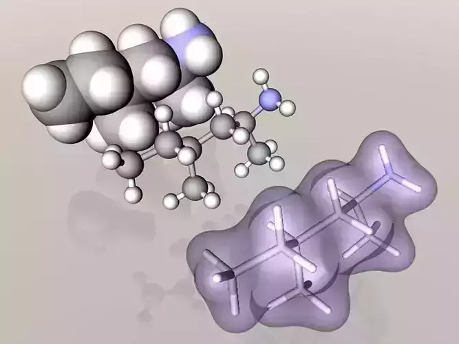 Methylhexanamine molecule 3D model