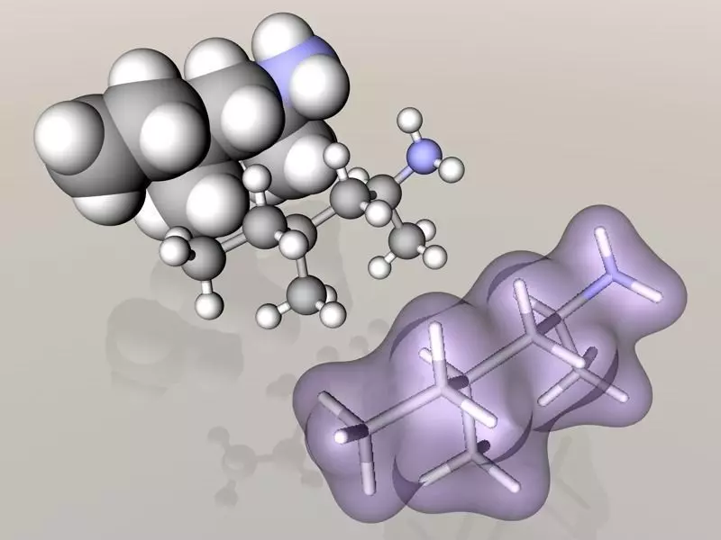 Methylhexanamine molecule 3D model_0