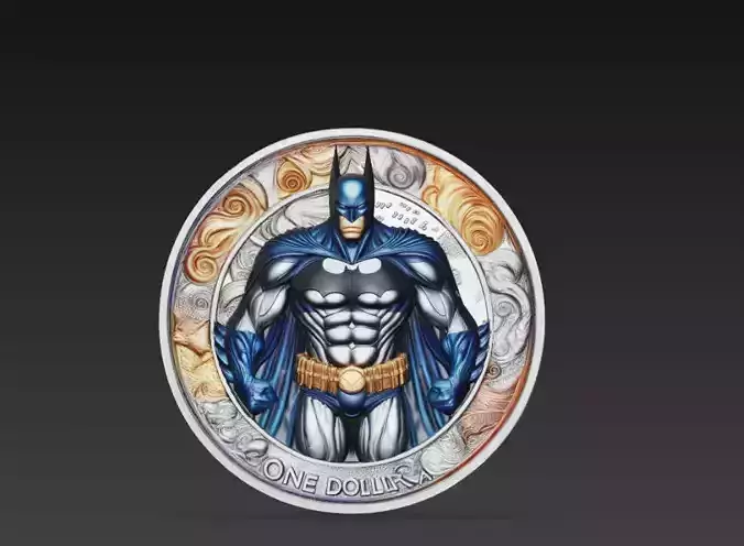 Dark Knight Superhero Coin 3D Model - Comic Hero Medallion