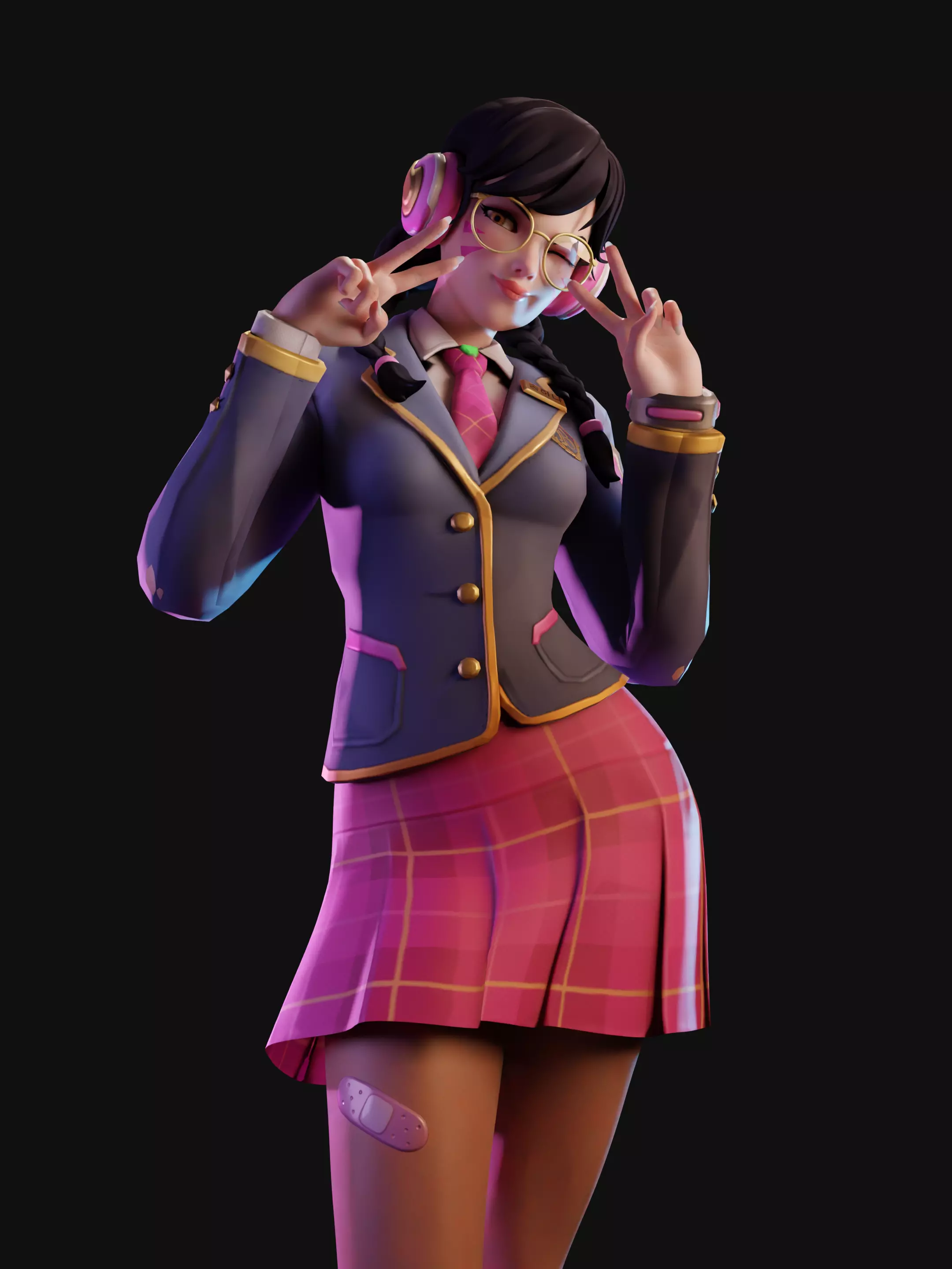 DVa Fan Made 3D Character 19 Outfit Variations Rigged blender Low-poly 3D model