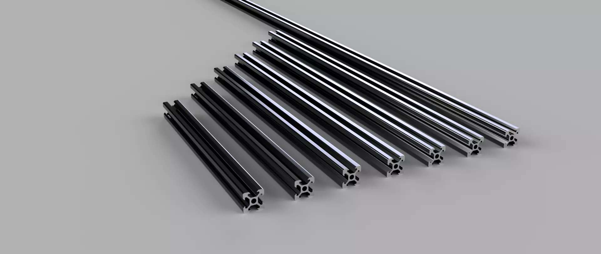 V-Slot 2020 Aluminum Profile Professional Pack 7 Lengths STEP 3D model