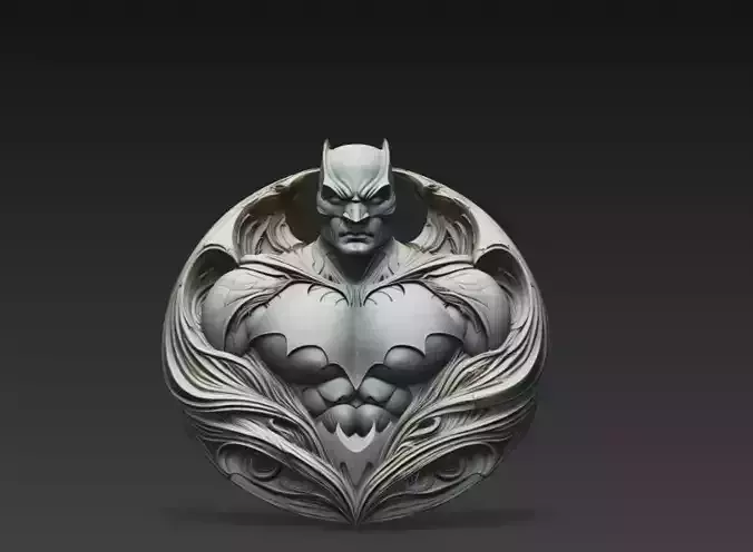 Dark Knight Superhero Relief 3D Model - Hero Emblem Sculpture