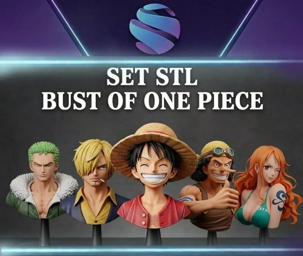 One Piece Busts STL Set - 3D Print Ready Presupported 3D print model