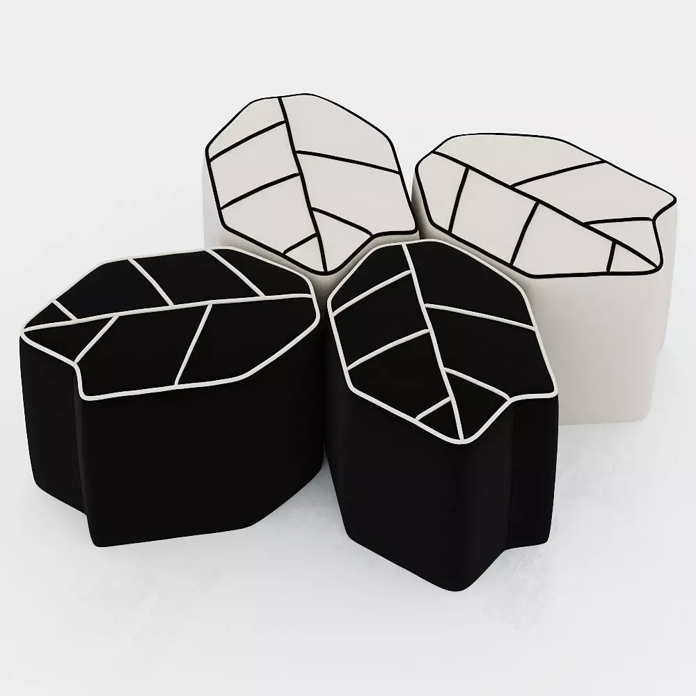 Leaf Stool With Contrasting Piping 3D model_0