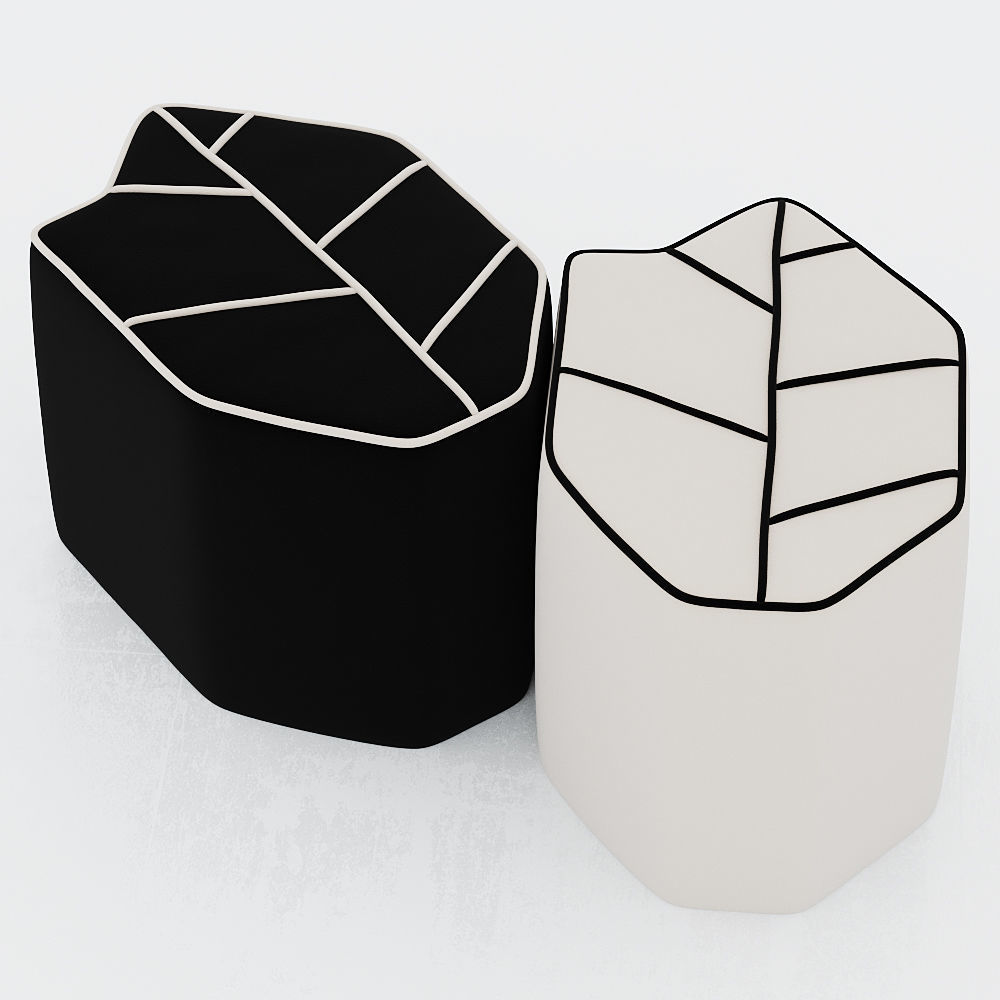 Leaf Stool With Contrasting Piping 3D model_1