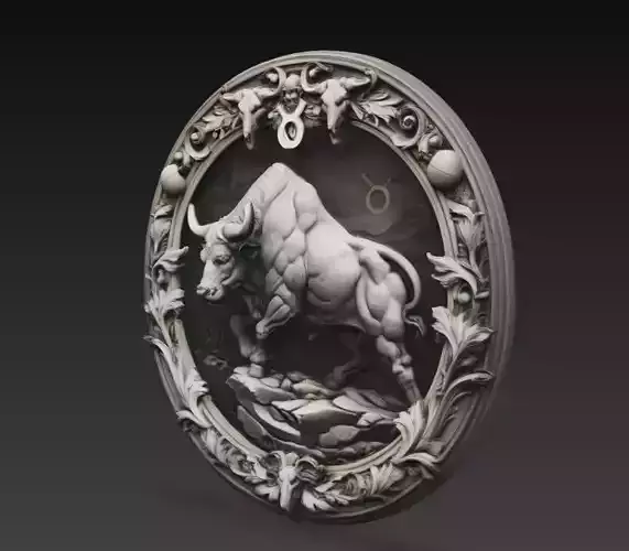 Taurus Zodiac Relief 3D Model Bull Astrology Wall Sculpture