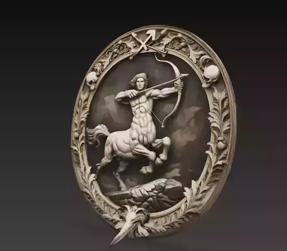 Sagittarius Zodiac Relief 3D Model Centaur Archer Wall Sculpture