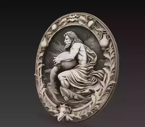 Aquarius Zodiac Relief  Water Bearer Astrology Wall Sculpture