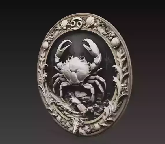 Cancer Zodiac Relief 3D Model Crab Astrology Wall Sculpture