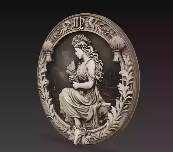 Virgo Zodiac Relief 3D Model Maiden Astrology Wall Sculpture