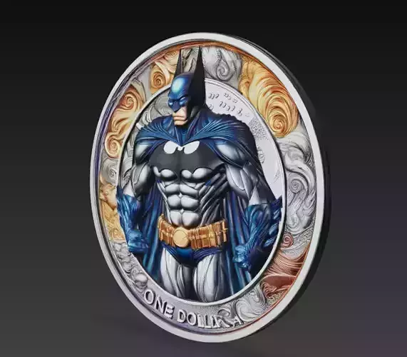 Dark Knight Hero Coin Relief 3D Model Comic Style Medallion