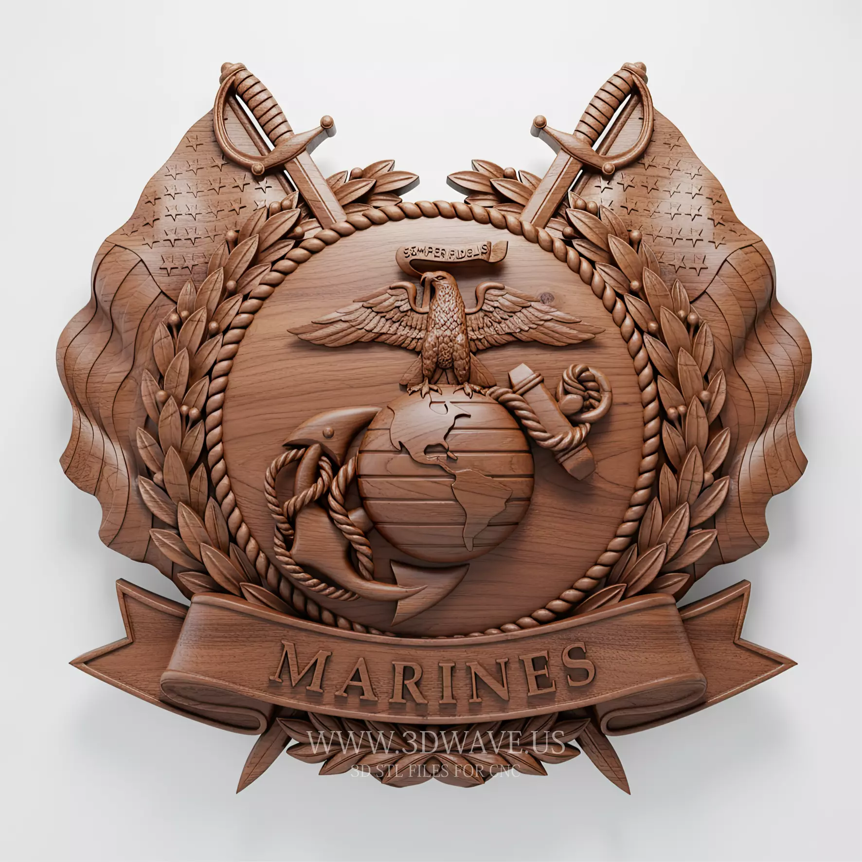 Marine Emblem STL File - Veteran Patriotic Military Decor 3D model
