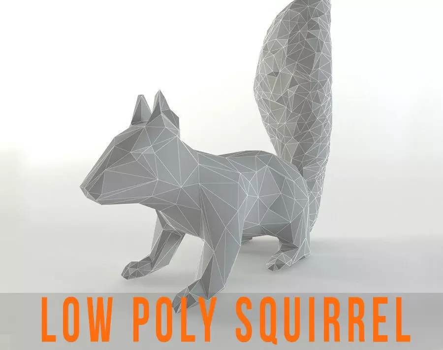 Squirrel Lowpoly Chipmunk Rodent Mammal Animal Low Poly  3D model_0