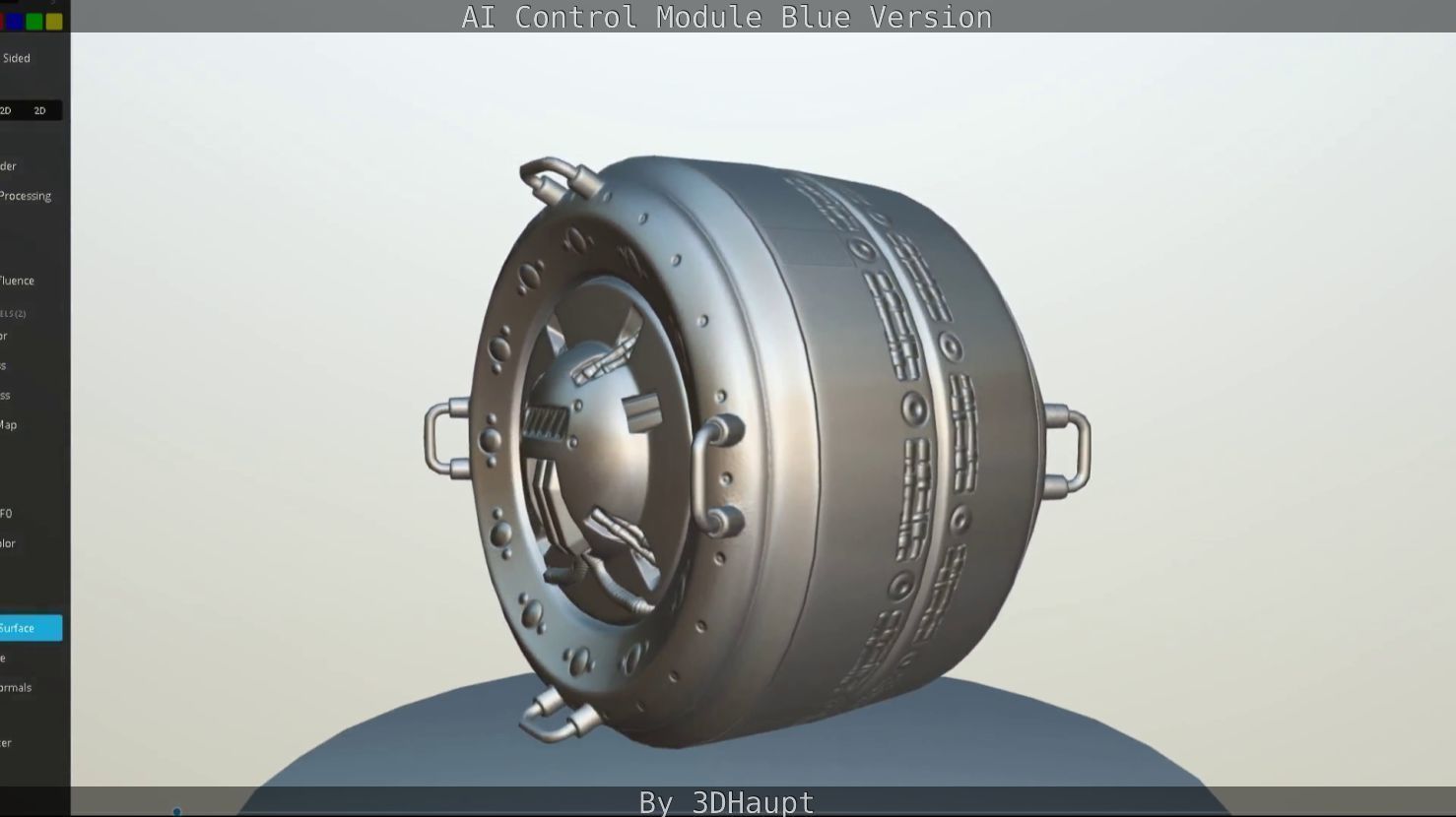 AI Control Module Blue Version Low-poly 3D model_45