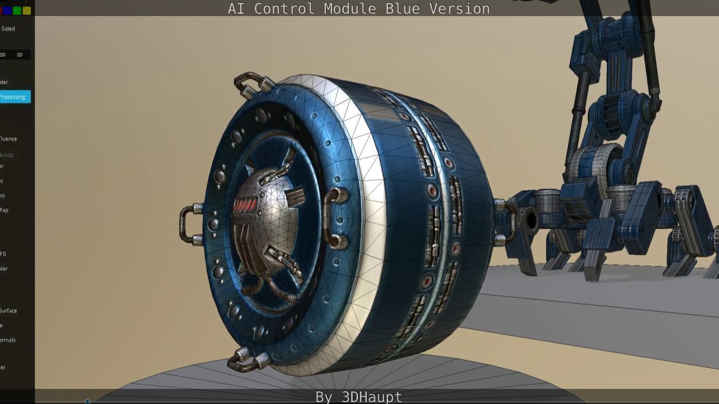 AI Control Module Blue Version Low-poly 3D model_56
