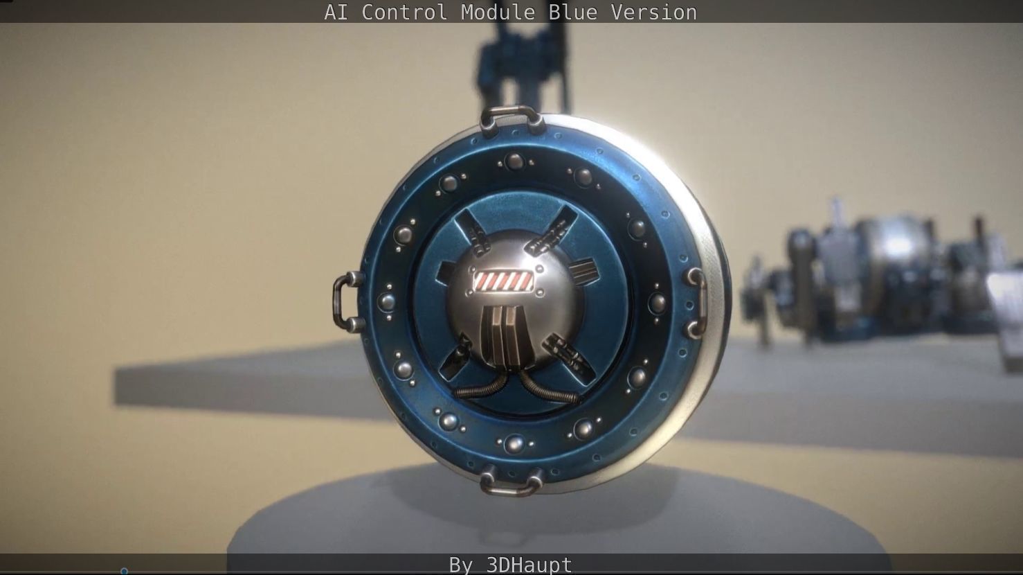 AI Control Module Blue Version Low-poly 3D model_74